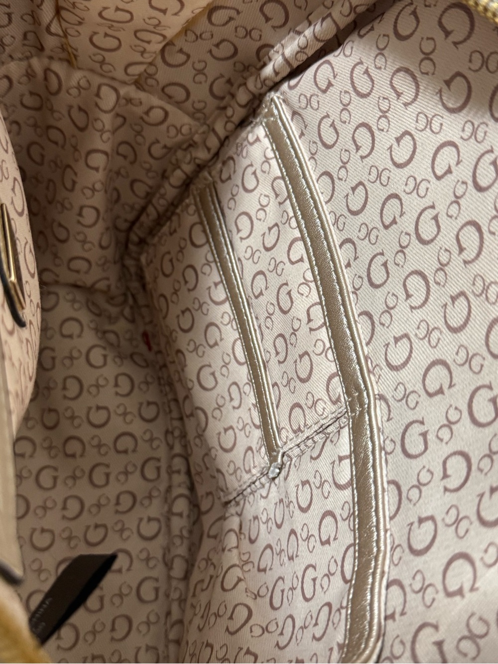 GUESS Metallic Gold Signature Mini Backpack - Picture 4 of 6